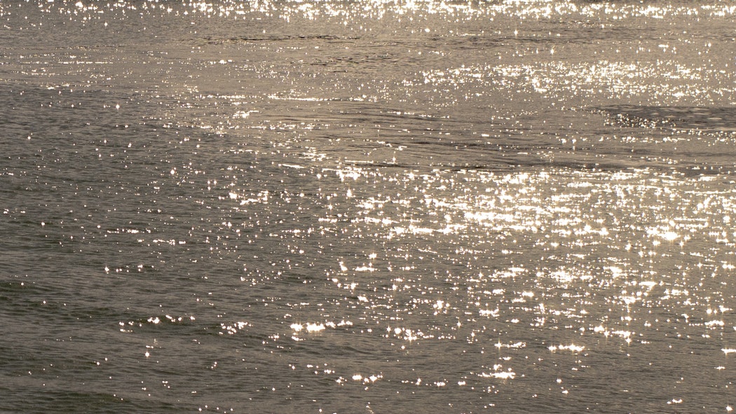 Sunlight glittering on the surface of the sea.
